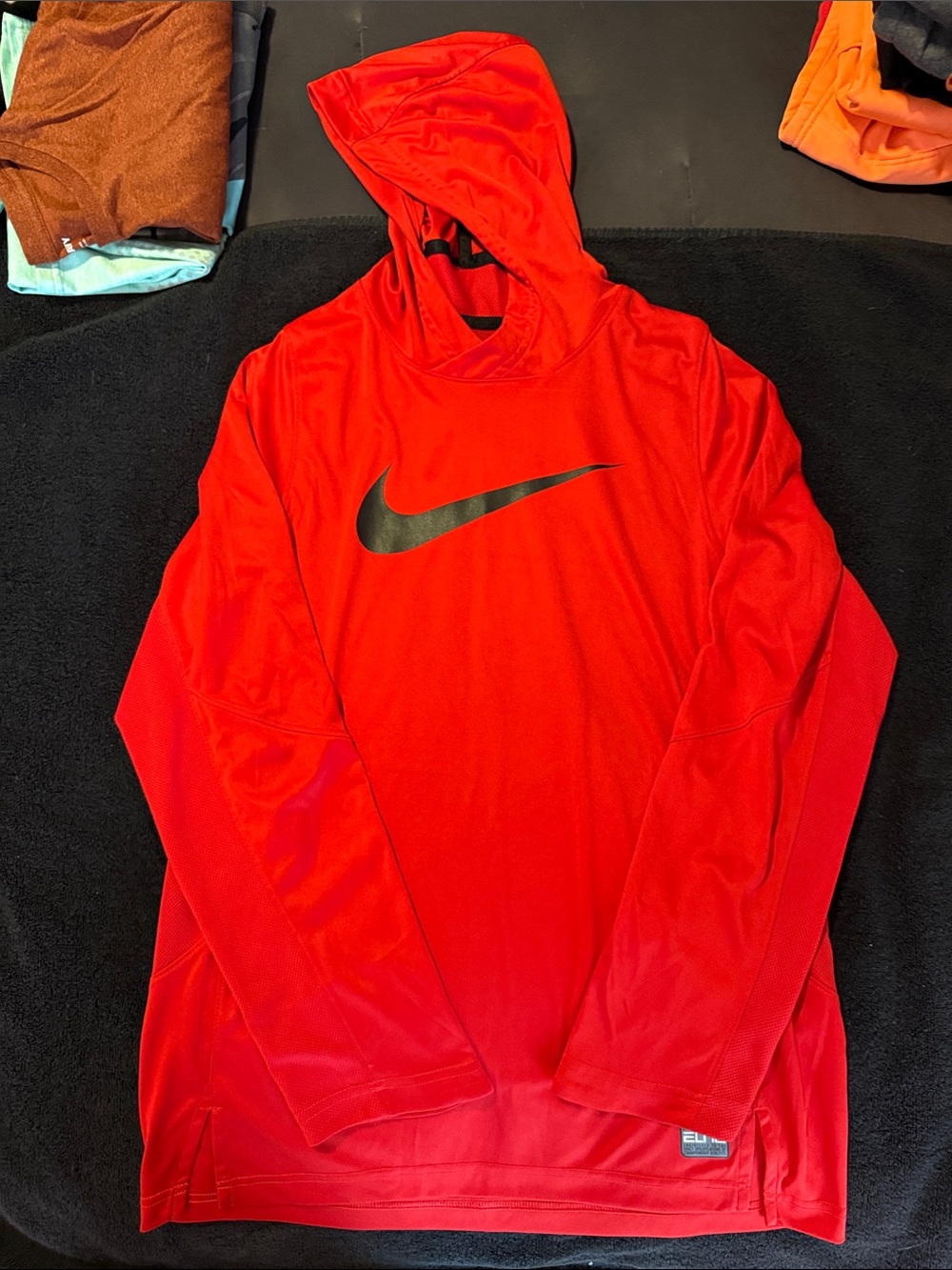 Nike Red Hooded Athletic Pullover with Black Swoosh